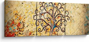 Obraz - Mozaika drzewo życia (z zegarem) (90x30 cm)