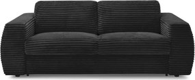 Czarna sztruksowa sofa do spania/rozkładana 240 cm Hugo – Bobochic Paris