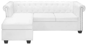 Biały narożnik z leżanką w stylu Chesterfield, lewostronny - Xavier 4Q