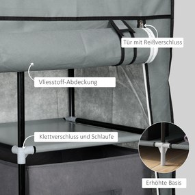 HOMCOM Szafa z tkaniny Szafa do przechowywania ubrań składana, 1 drążek na ubrania, 6 półek, 102 x 42,5 x 162,5 cm, Szary