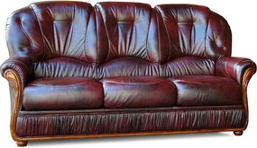 Kanapa 3-osobowa 100% skóry bawolej DAPHNE - Kolor: bordowy