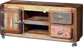 Szafka RTV z wielokolorowego drewna z recyklingu