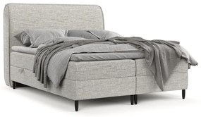 Jasnoszare łóżko boxspring ze schowkiem 200x200 cm Melba – Maison de Rêve