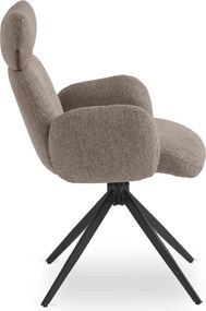 Krzesło Tapicerowane Obrotowe ALVARO Brązowe Nowoczesne