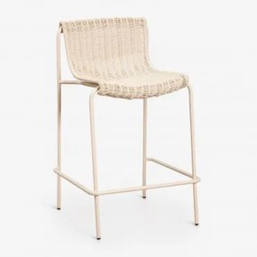 Taboret Ogrodowy Wysoki Z Rattanu Syntetycznego I Stali Revia Kremowa Tapioca & ↑65 Cm - Sklum