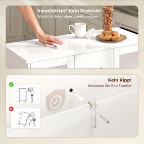 HOMCOM Nowoczesny sideboard z drzwiami z cichym domykaniem, kredens z 3 szufladami i 2 drzwiami ze szkła, regulowane półki, MDF, biały