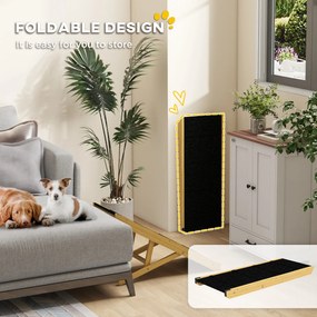 PawHut Rampa dla Zwierząt, Regulowana, 4-stopniowa, Antypoślizgowa, Składana, Drewno Sosnowe, dla Psów do 15 kg