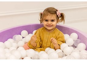 Okrągły suchy basen z piłeczkami 7cm dla dziecka 90x40cm/300 piłek, supersoft velvet, biały, piłki: białe - meowbaby®