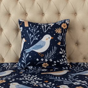 Poszewka na poduszkę z mikrofibry DENIM BIRDS 45x45 cm, niebieska