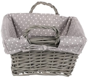 Kosz wiklinowy z tkaniną, szary, 35 x 25 x 13  cm