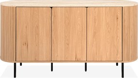 Owalna komoda do salonu ryflowana Fabia 160 cm, dąb/trawertyn