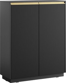 Wysoka komoda ryflowana Royal KW104, kolor czarny