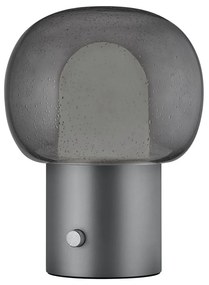 Antracytowa aluminiowa lampa stołowa LED ze szklanym kloszem (wysokość 32 cm) Iris – Blomus