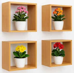 Kwadratowe półki ścienne na kwiaty olcha P9-G42