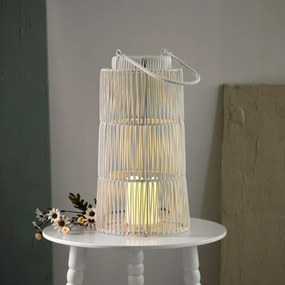 Lampion MODERN HAMPTONS ogrodowy ze świecą LED biały 20.5x38 cm HOMLA