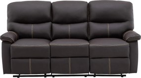 Kanapa 3-osobowa z funkcją relax z ekoskóry, kolor brązowy CANBY