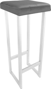 Hoker ALEX krzesło barowe tkanina Welur podstawa metalowa : Kolor Stelaża - Biały, Kolor tkaniny - VELVET - BL14, Wysokość - 90 cm