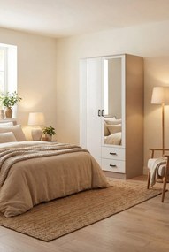 Skandynawska szafa z lustrem kaszmir + biały P7-Z83