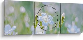 Obraz - Delikatne kwiaty (z zegarem) (90x30 cm)