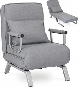 Fotel Rozkładany BART Wypoczynkowy Szary do Spania Leżanka Nowoczesny