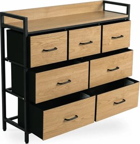 Komoda z Szufladami HUDSON 98 cm Dąb/Czarny Loft