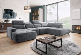 Narożnik COLOMBO XL Prawostronny z elektryczną funkcją spania pojemnikiem PALLADIUM 16 Ciemny szary WERSAL