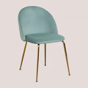 Krzesło Jadalniane Z Aksamitu Kana Design Verde Abeto & Złoto - Sklum