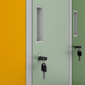 Kolorowa szatnia szkolna 10-skrytkowa Bartuś 136x45x150 cm