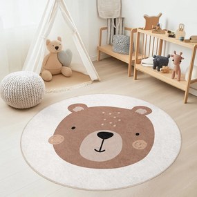 Brązowo-kremowy dywan dziecięcy odpowiedni do prania ø120 cm Teddy Bear – Mila Home