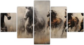 Obraz - Obraz olejny przedstawiający konie (125x70 cm)