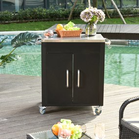 Homcom Wózek do grillowania - wózek na grill, mały wózek na grill, duży wózek na grill, wózek na grill dla ogrodu, Stal Szlachetna Czarny | Aosom PL