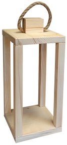 Lampion drewniany latarnia 38cm uchwyt baza pod stroik dekoracja