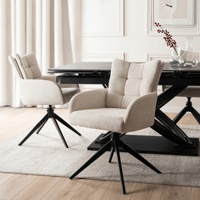 Krzesło Tapicerowane Obrotowe do Salonu JULY Kremowe Nowoczesne