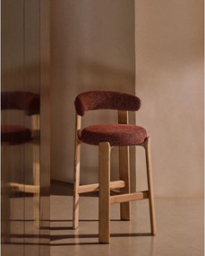 Hoker z litego drewna jesionowego w kolorze terakoty/w jasnym naturalnym kolorze (wysokość siedziska 75 cm) Granite – Kave Home