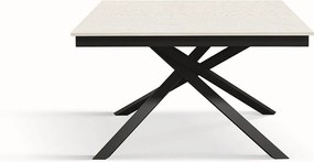 Biały stół z drewna jesionowego, antracytowa podstawa, 160x90-210x90cm przedłużenie - VOLPAIA