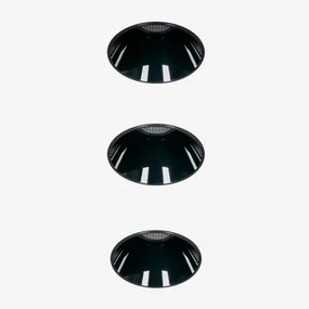 Pack 3 Wpuszczanych Downlightów Led Bezramkowych Trimless, Okrągłych Ø5,3 Cm, Do Użytku Zewnętrznego, Wykonanych Z Aluminium Lui Biała Ciepła 2700 K &