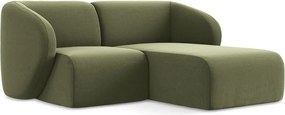 Zielony aksamitny narożnik (prawostronny/z szezlongiem) Lani – Makamii