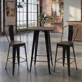 Zestaw stołów barowych MCW-A73 metalowy (3-częściowy),  czarny