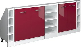 Szafka kuchenna na dach skośny czerwony wysoki połysk/biały 210x46x81.6 r-line