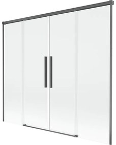 Mexen Rox parawan nawannowy 2-skrzydłowy rozsuwany 170 x 150 cm, transparent, gun gray szczotkowany - 8C9-170-002-66-00