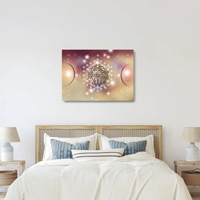 Obraz na szkle - Mandala z elementami (70x50 cm)