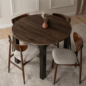 Stół Okrągły Rozkładany HARRY 102-142 cm Orzech/Czarny Loft