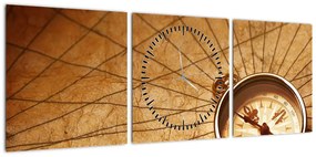 Obraz - Kompas (z zegarem) (90x30 cm)