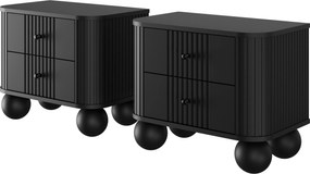 Zestaw szafek nocnych Vesper 56 cm - czarny / czarne uchwyty / nogi kule