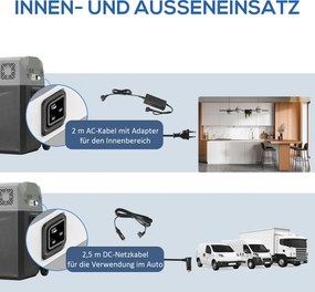 HOMCOM Lodówka samochodowa 50L do -20C panel dotykowy 2 koła rączka teleskopowa przenośna szara | Aosom PL