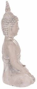 Dekoracja statuetka siedzącego Buddy, szara,poliresina, 30 x 22 x 54 cm