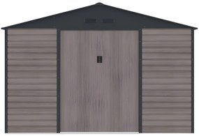 Wiata ogrodowa ADELMO ze stali galwanizowanej, drewnopodobnej – kolor szary – 10,98 m²