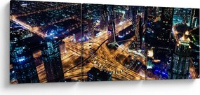 Obraz miasta nocą (z zegarem) (90x30 cm)