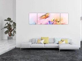 Obraz - Motyl nad kwiatem, abstrakcja (170x50 cm)