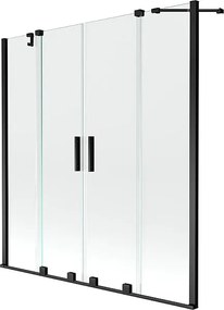 Mexen Velar Duo parawan nawannowy 2-skrzydłowy rozsuwany 150 x 150 cm, transparent, czarny - 896-150-000-02-70